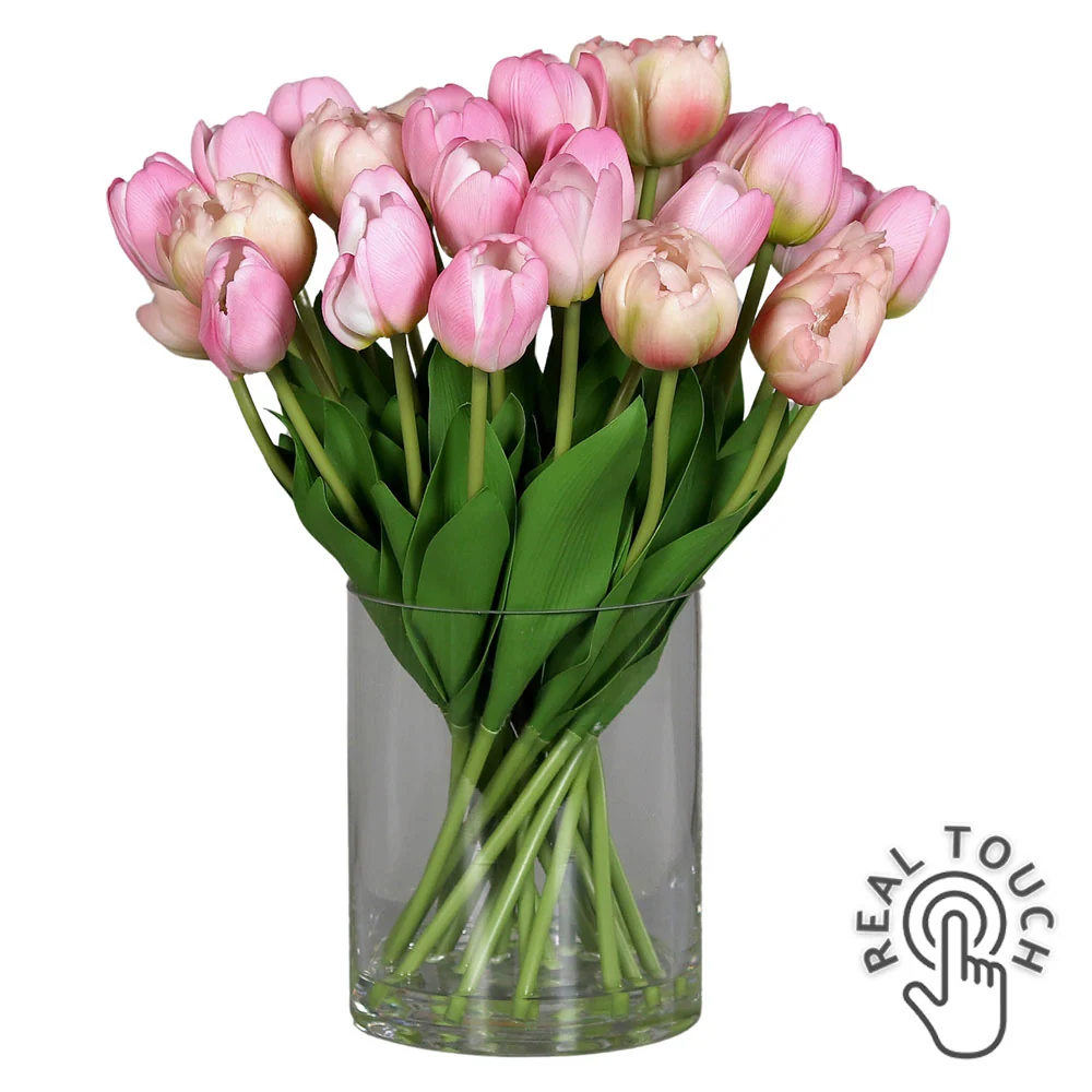 TULIP 28 szálas rózsaszín mű tulipán kompozíció 36 cm