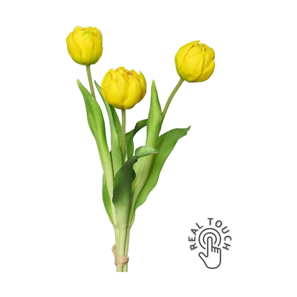 TULIP 3 szálas sárga mű tulipáncsokor 39 cm