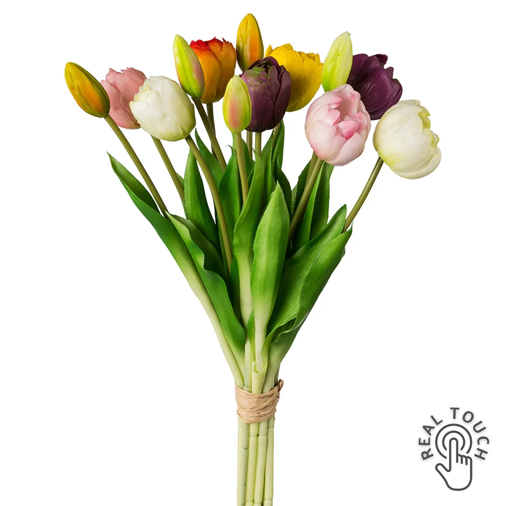 TULIP 12 szálas többszínű mű tulipáncsokor 39 cm