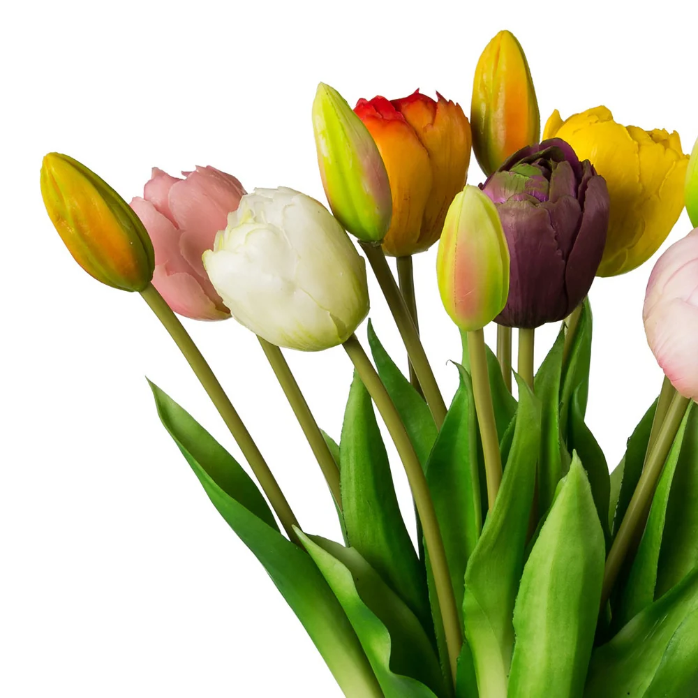 TULIP 12 szálas többszínű mű tulipáncsokor 39 cm