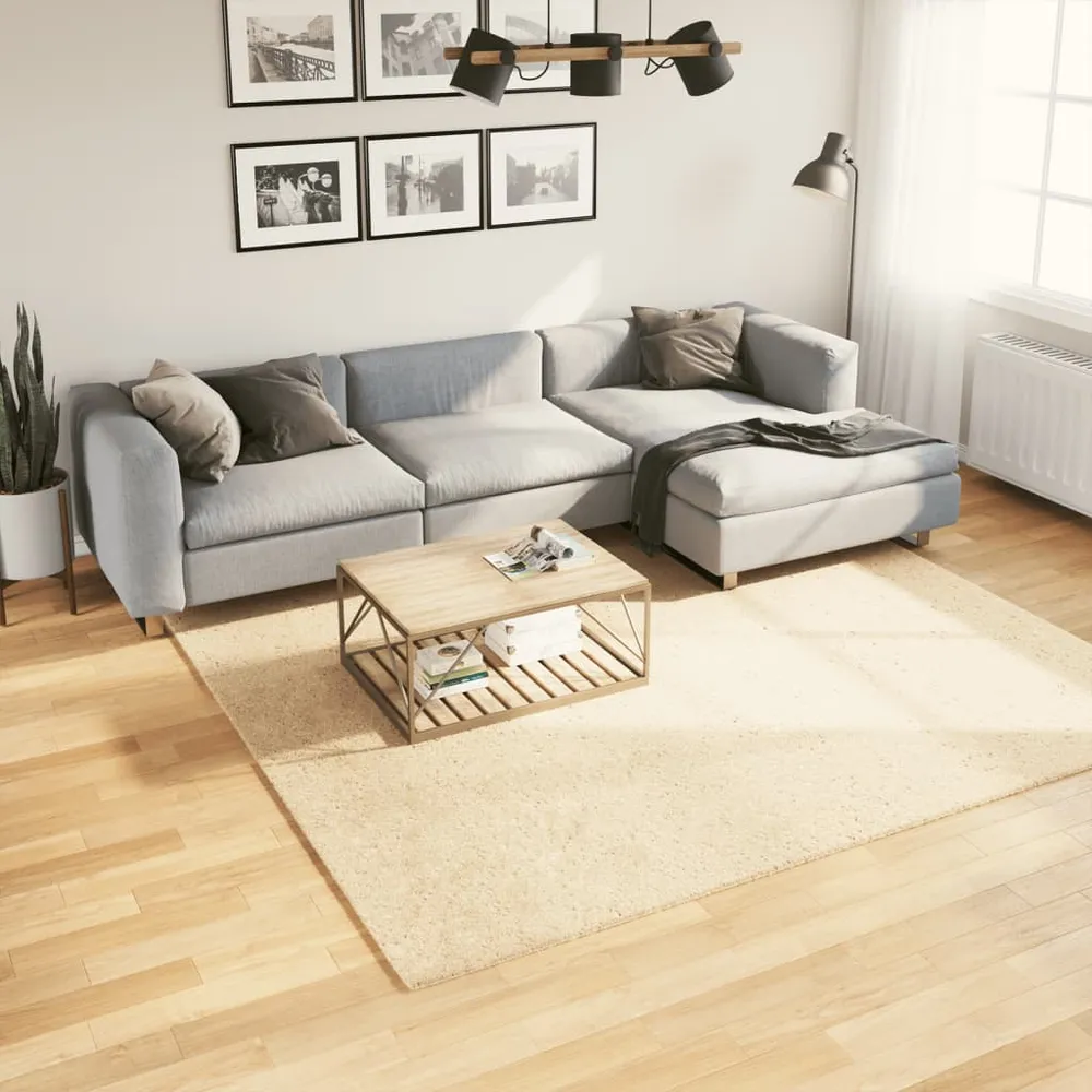 vidaXL HUARTE krémszínű rövid szálú puha és mosható szőnyeg 240x240 cm