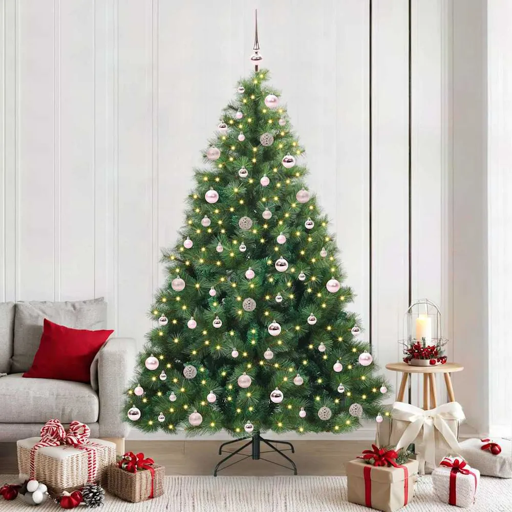 vidaXL Mű karácsonyfa 300 LED-del állvánnyal Zöld 210 cm PE és PVC