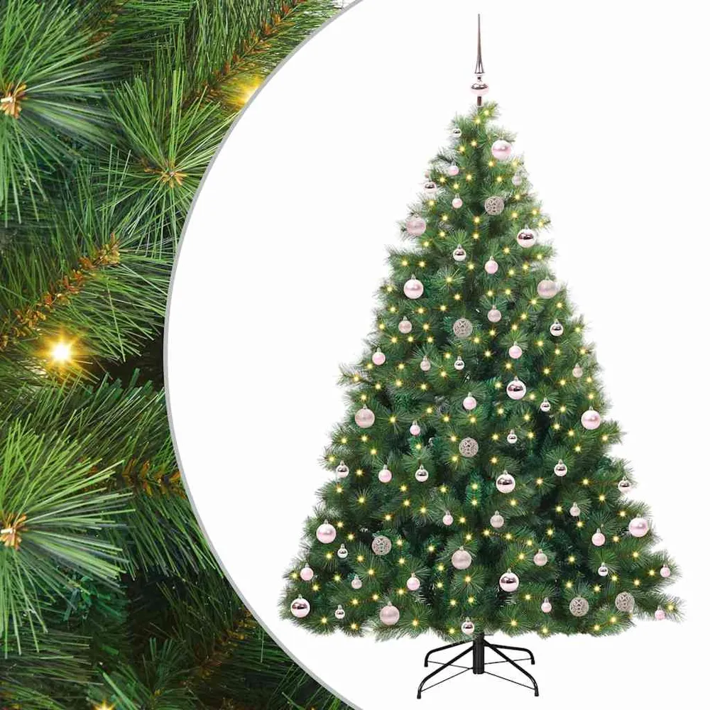 vidaXL Mű karácsonyfa 300 LED-del állvánnyal Zöld 210 cm PE és PVC