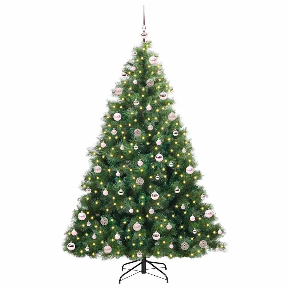 vidaXL Mű karácsonyfa 300 LED-del állvánnyal Zöld 210 cm PE és PVC