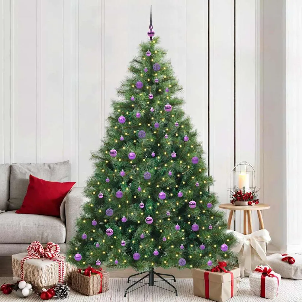 vidaXL Mű karácsonyfa 300 LED-del állvánnyal Zöld 210 cm PE és PVC