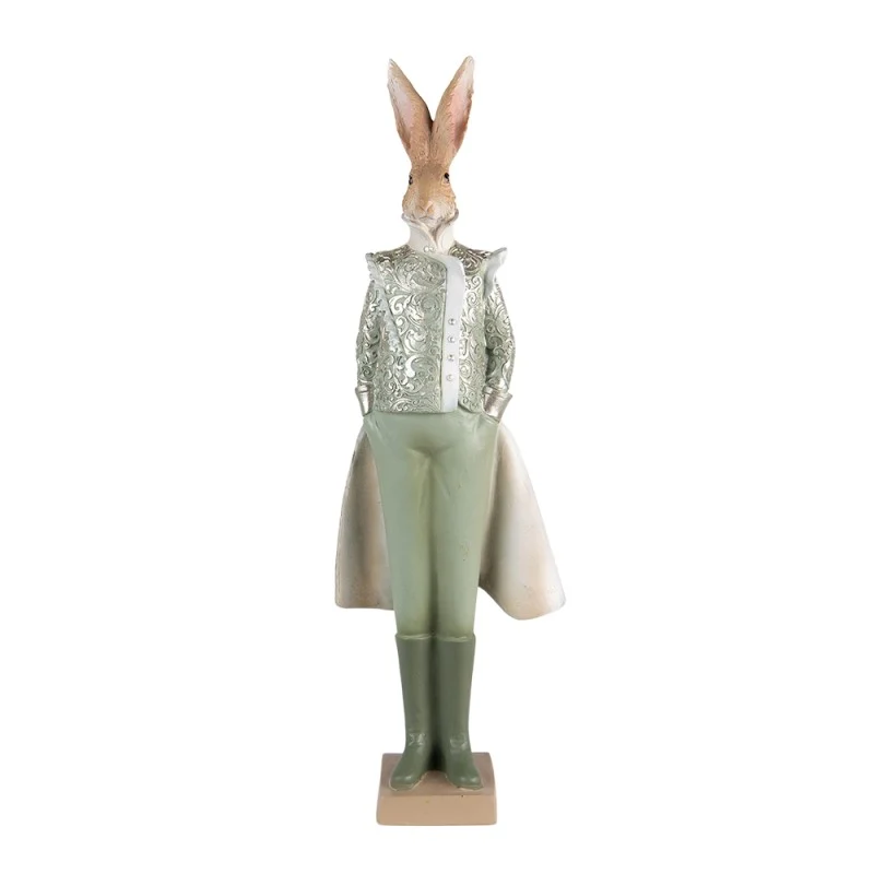 Vintage Nyuszi Úr viktoriánus zöld ruhában dekorációs figura 44 cm