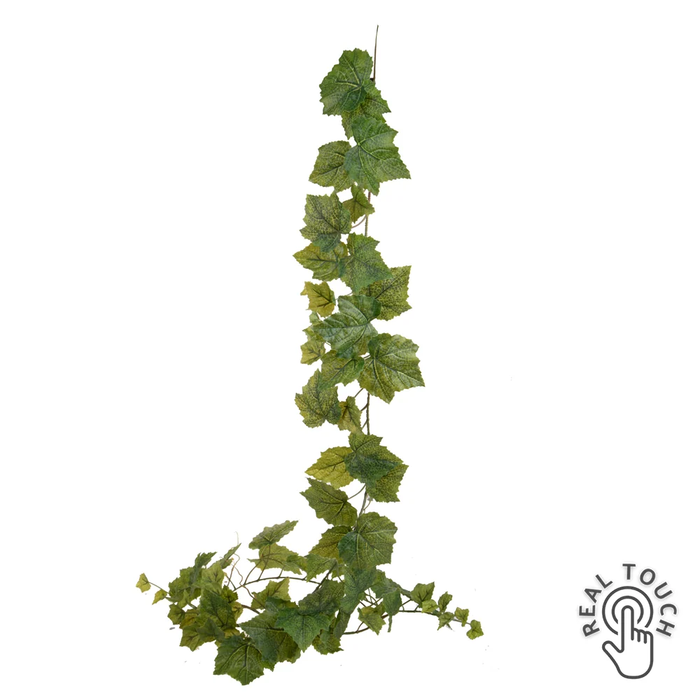 VITIS zöld mű szőlőlevél girland 195 cm