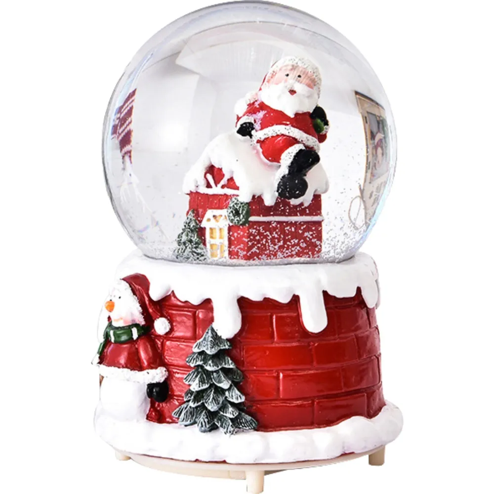 Vivimall hógömb dekoráció, Mikulás házon, 2-es modell, 4,5 cm átmérőjű, többszínű