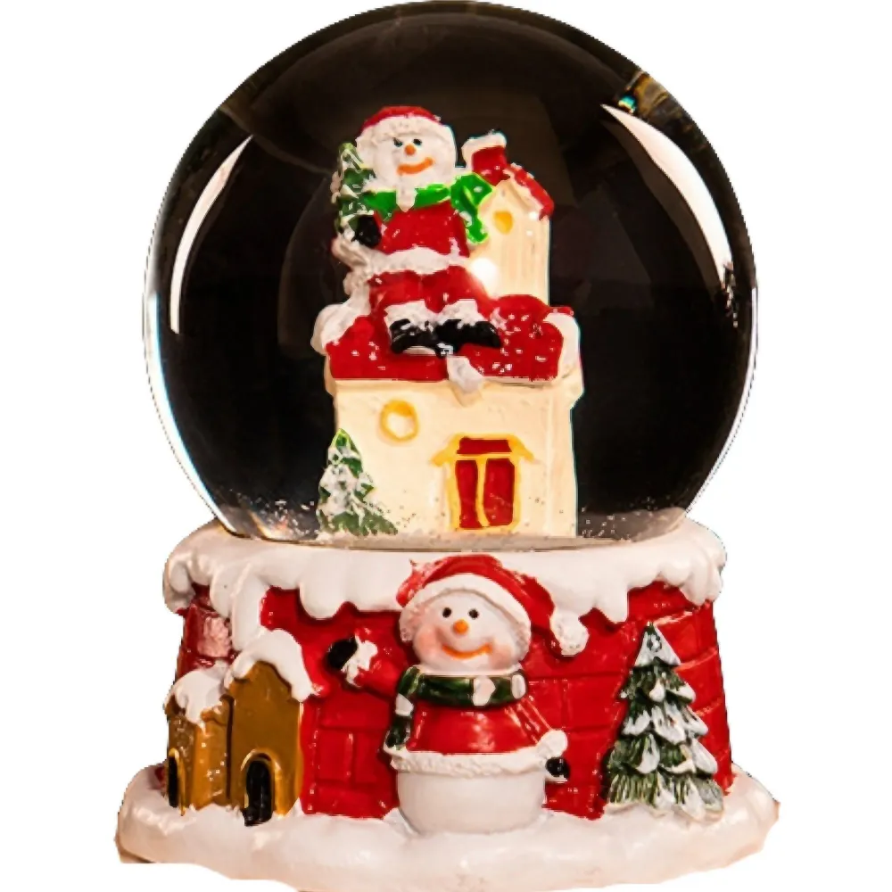 Vivimall hógömb dekoráció, Mikulás házon, 4,5 cm átmérőjű, többszínű