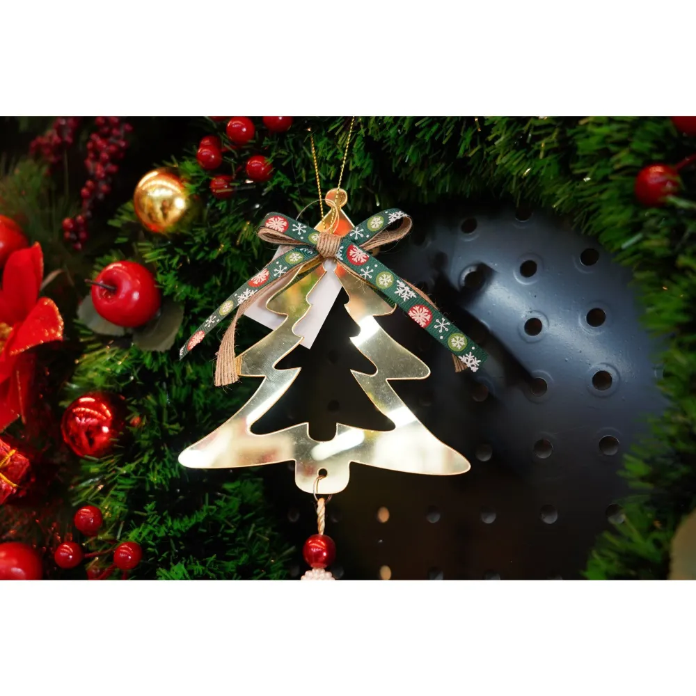 Vivimall karácsonyfa dísz, fenyőfa, arany, fényes, 15*28 cm, akril, bel- és kültéri