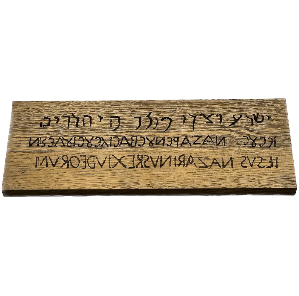 Titulus Crucis Capodagli wegnè fa deszkán 15x40cm kézzel készített CPD-INRI