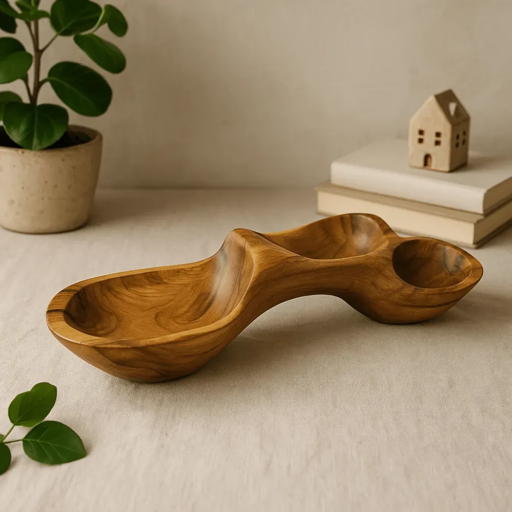 Teak gyökér dísztál 40cm