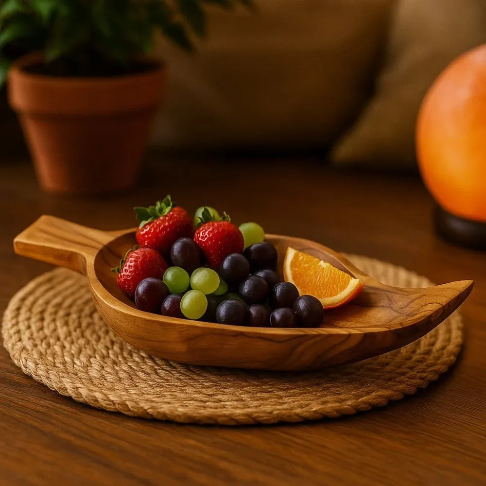Teak gyökér tál, levél 32cm