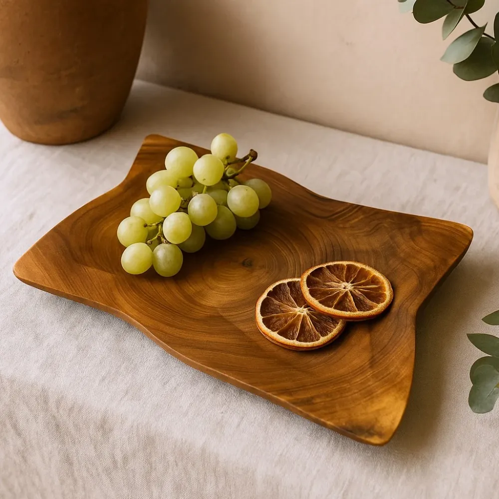 Teak négyzet alakú tányér, 20 cm