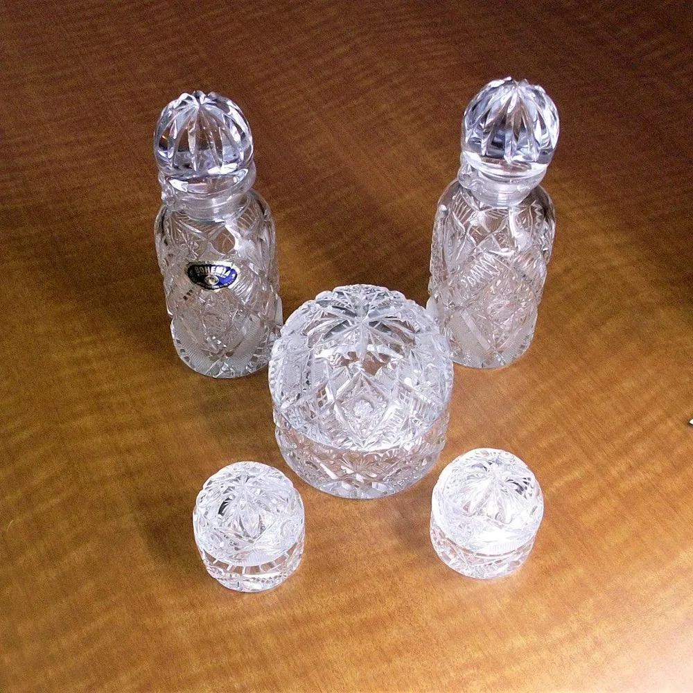 Crystal BOHEMIA menage olajecet kézzel vágott kristály -0968
