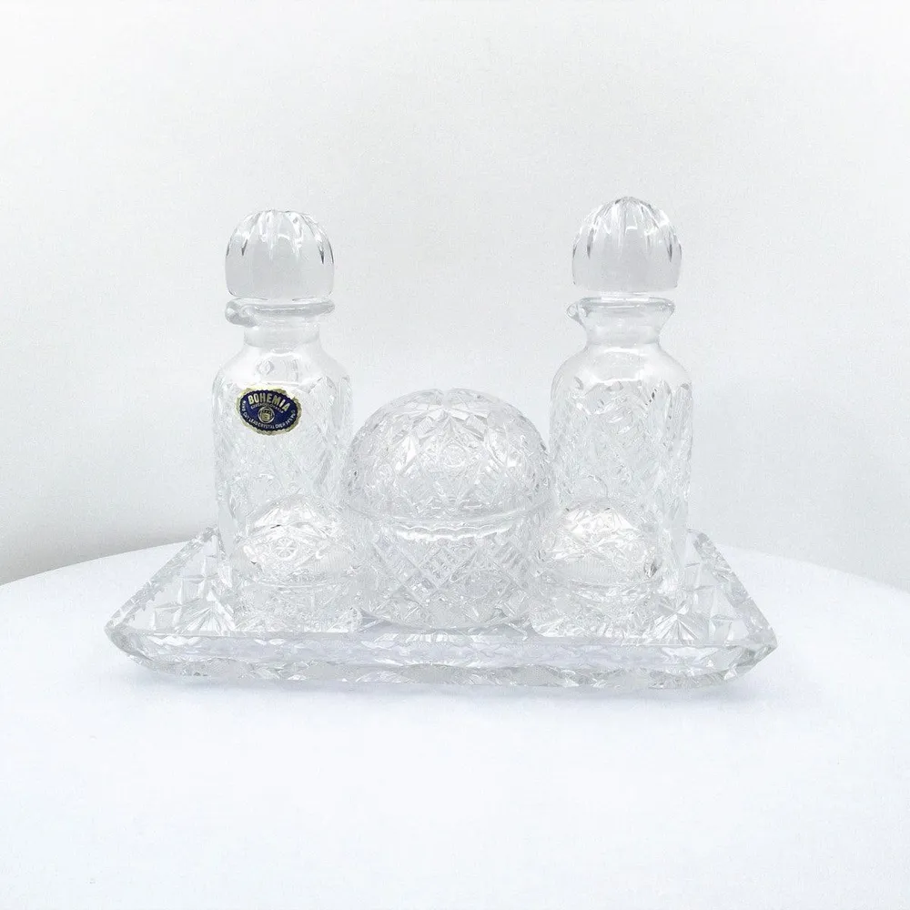 Crystal BOHEMIA menage olajecet kézzel vágott kristály -0968