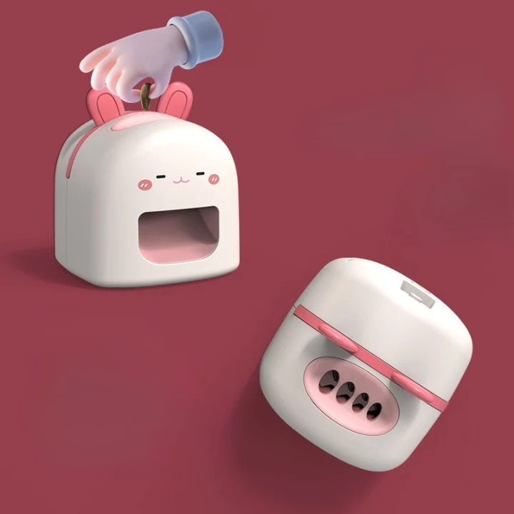 Maghéj-eltávolító gép, Vivimall, Mini magtörő, Nyuszi modell, USB töltés, 9.7x10x8.6 cm, Fehér
