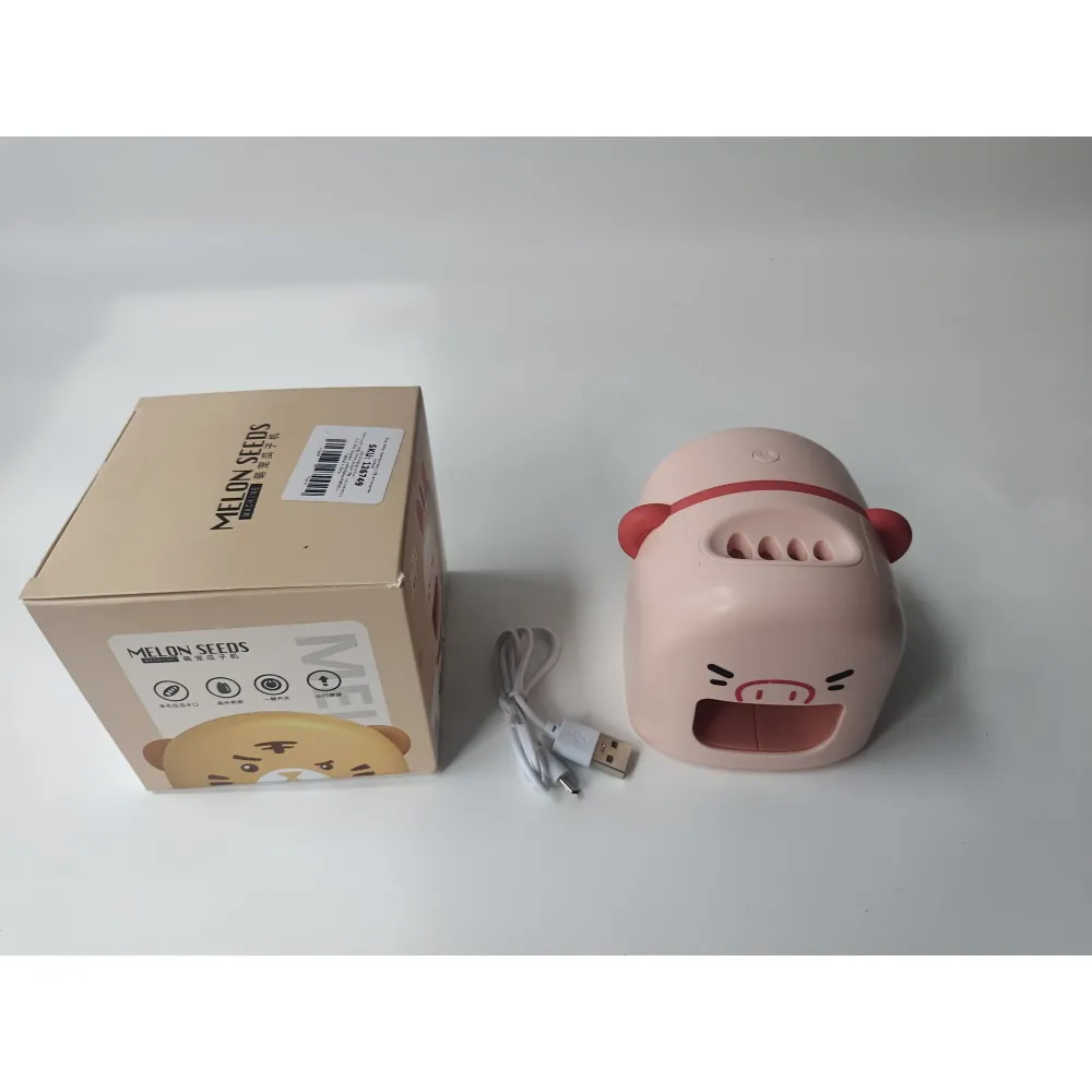 Magtisztító gép, Vivimall, Mini magtörő, Malac modell, USB töltés, 9.7x10x8.6 cm, Rózsaszín