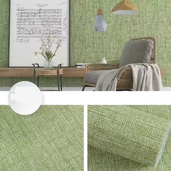 Öntapadó Fali Tekercs, Vivimall, Vászon, 10 m, Nedvességálló, 2.5 mm Vastagság, Texturált Minta, Világoszöld