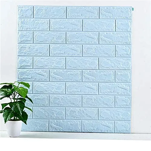 10 db tapétacsempe szett, Vivimall, öntapadós, 70 x 77 cm, 3,5 mm vastag, 5,3 m² fedett felület, PVC, tégla mintás, világo...