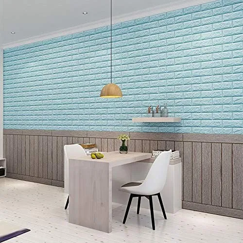 10 db tapétacsempe szett, Vivimall, öntapadós, 70 x 77 cm, 3,5 mm vastag, 5,3 m² fedett felület, PVC, tégla mintás, világo...