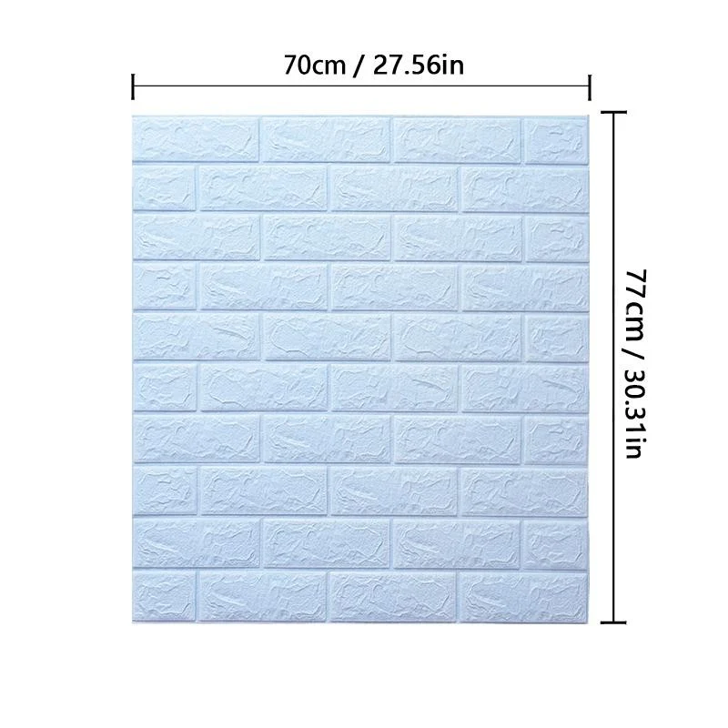 10 db tapétacsempe szett, Vivimall, öntapadós, 70 x 77 cm, 3,5 mm vastag, 5,3 m² fedett felület, PVC, tégla mintás, világo...