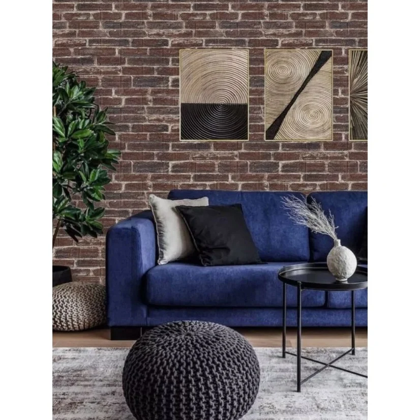 10 db tapétacsempe szett, Vivimall, öntapadós, 70 x 77 cm, 4 mm vastag, 5,3 nm fedési felület, PVC, vörös tégla minta, tég...