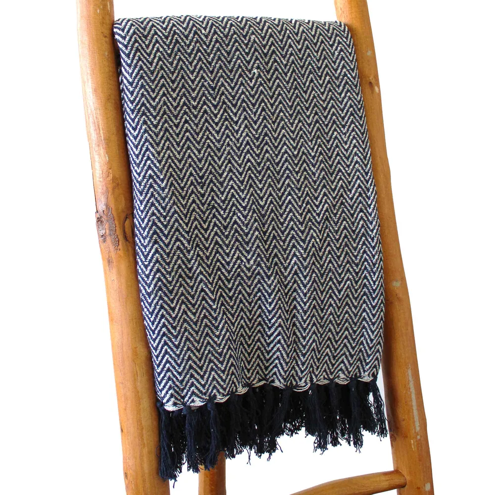 Takaró takaró tengerészkék cikkcakk 125x150cm