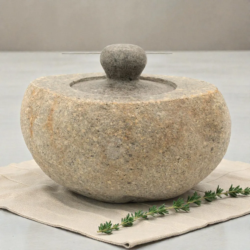 Természetes folyami kő földelő edény – Nagy (kb. 15x12 cm)