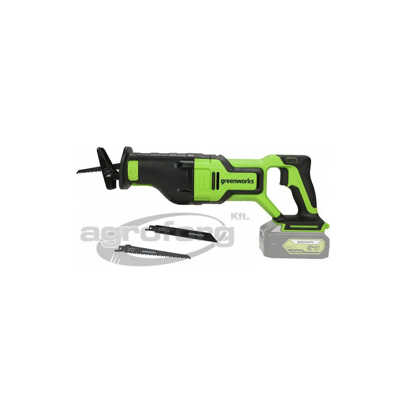 Orrfűrész akkumulátoros Greenworks GD24RS 24v, vmélység fa: 210mm, fém: 20mm, akku-töltő nélkül