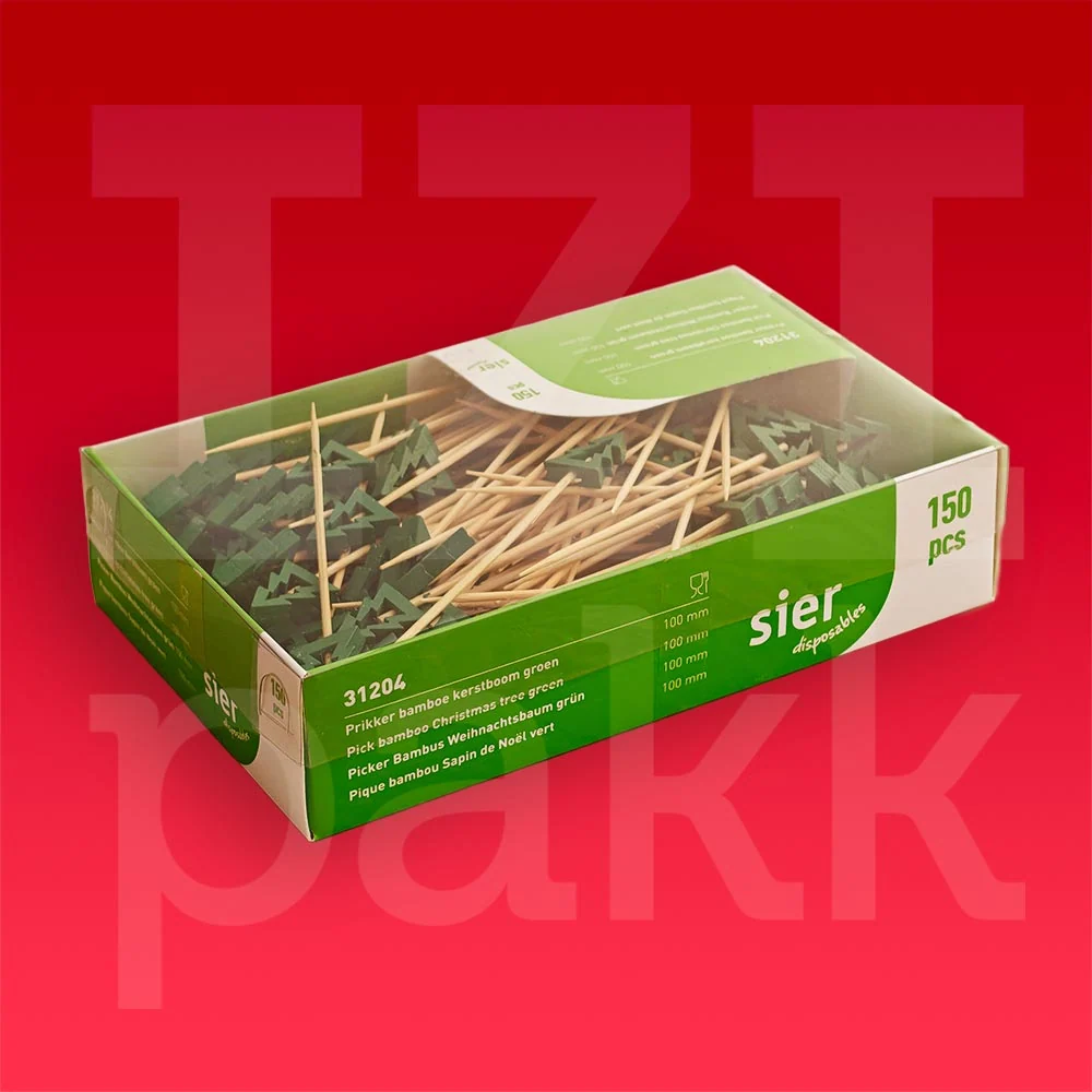 Fenyőfa alakú, bambusz szúró, szurka - 150 db