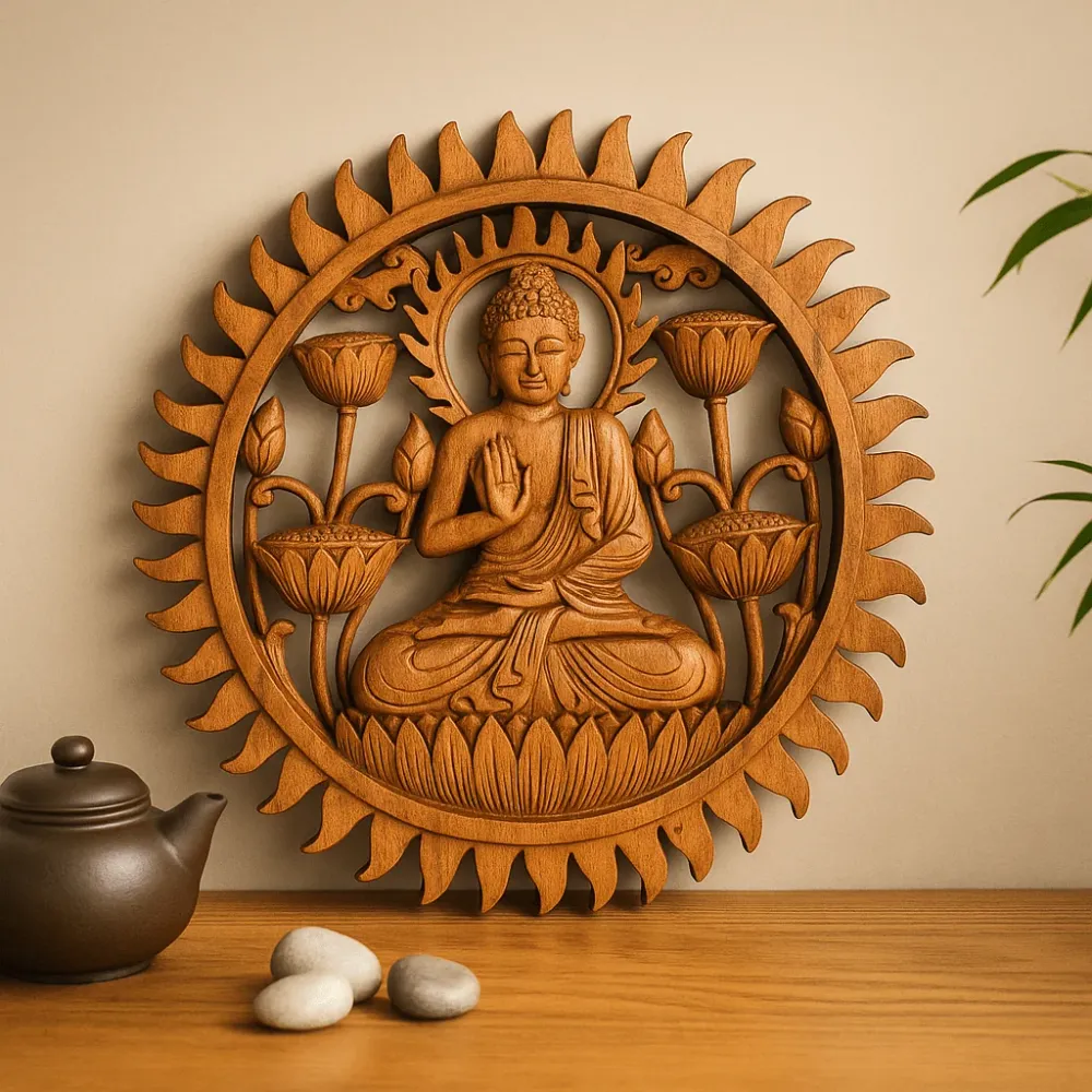 Buddha panel lótusszal 40cm