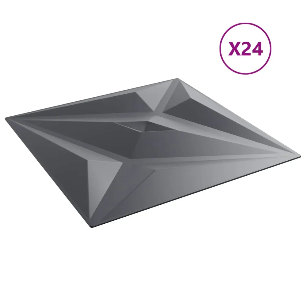 vidaXL Fali panelek Csillag 24 pcs Csillag Szürke 50 x 50 cm XPS Hab