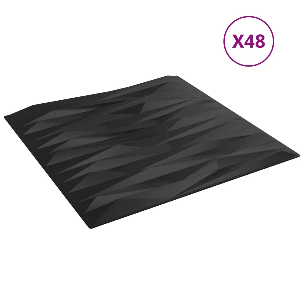 vidaXL Fali panelek 48 pcs Fekete Kő 50 x 50 cm XPS Hab