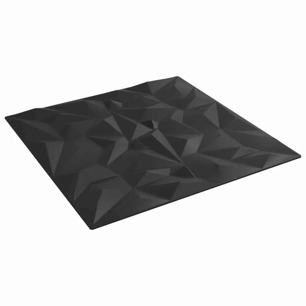 vidaXL Fali panelek 12 pcs Fekete 50 x 50 cm XPS Hab