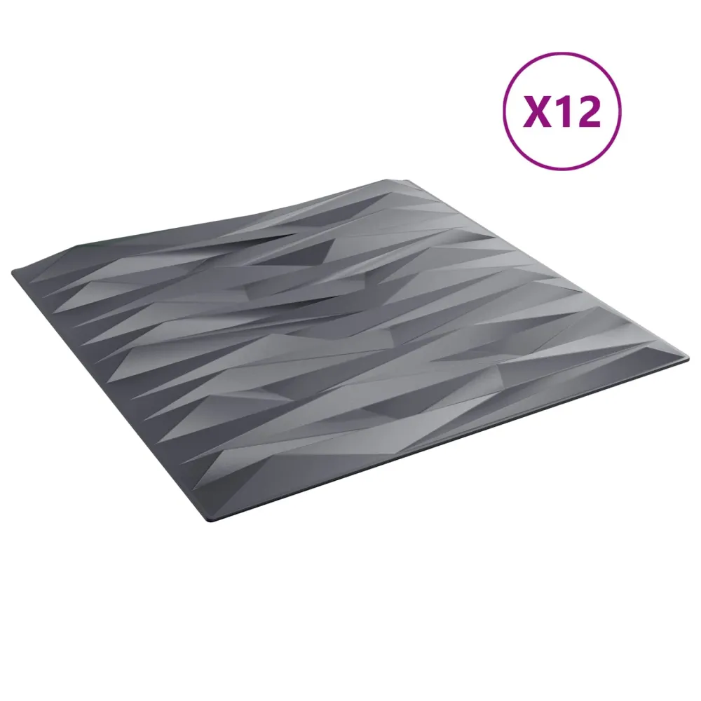 vidaXL Fali panelek 12 pcs Kőszürke 50 x 50 cm XPS Hab