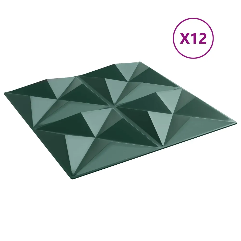 vidaXL Fali panelek 12 pcs Origami Zöld 50 x 50 cm XPS Hab