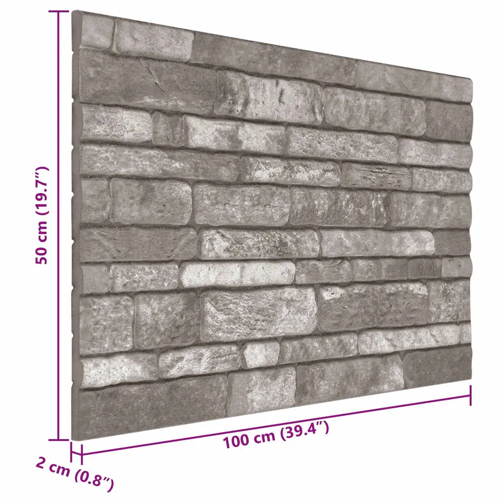 vidaXL Fali panelek 10 pcs Sötétszürke 100 x 50 cm EPS Hab