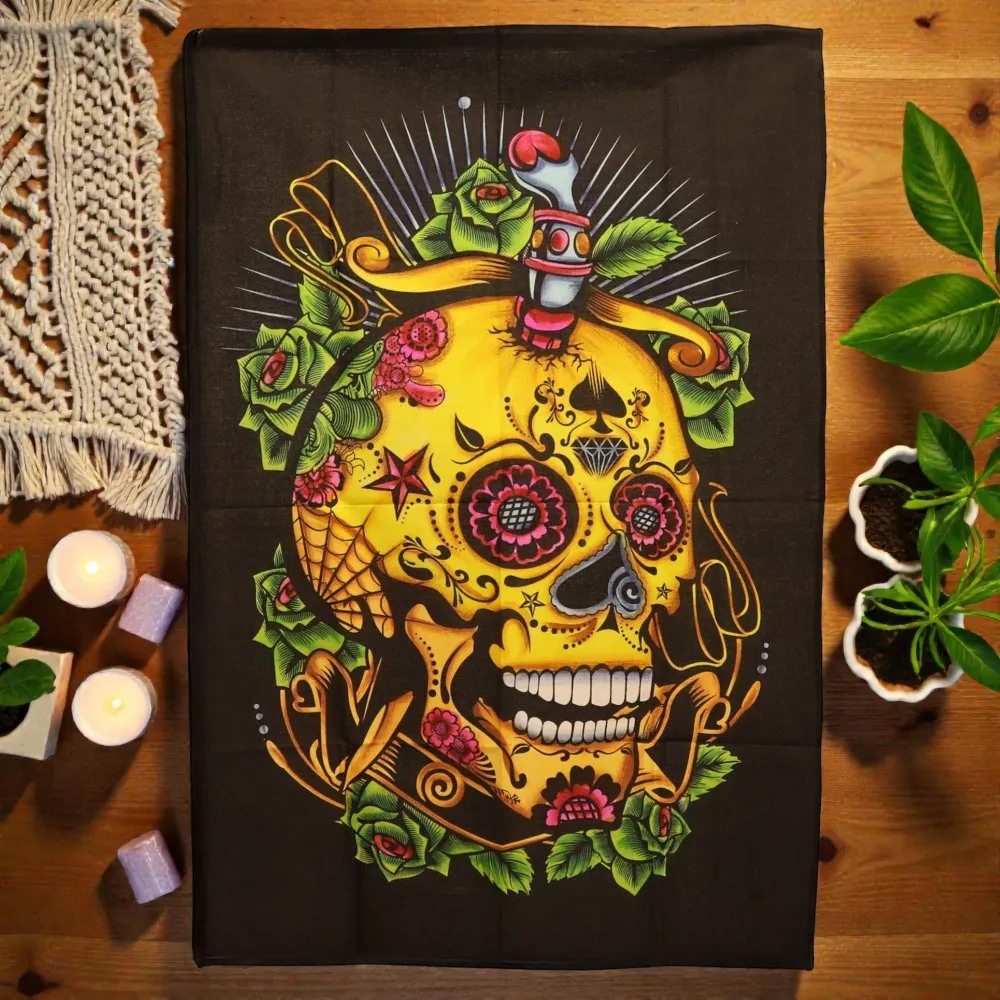 Pamut falikép (70x110cm) – Halottak halála koponya