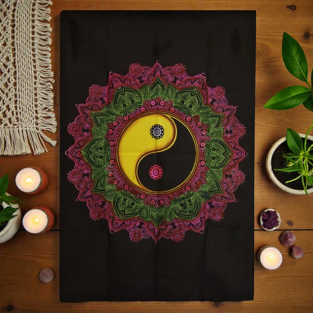 Pamut falikép (70x110cm) – Ying & Yang mandala