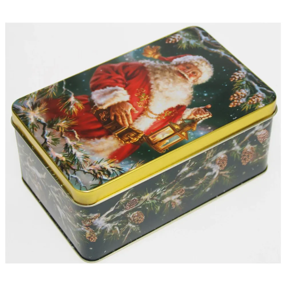 Karácsonyi fémdoboz télapós 140x88x64 mm