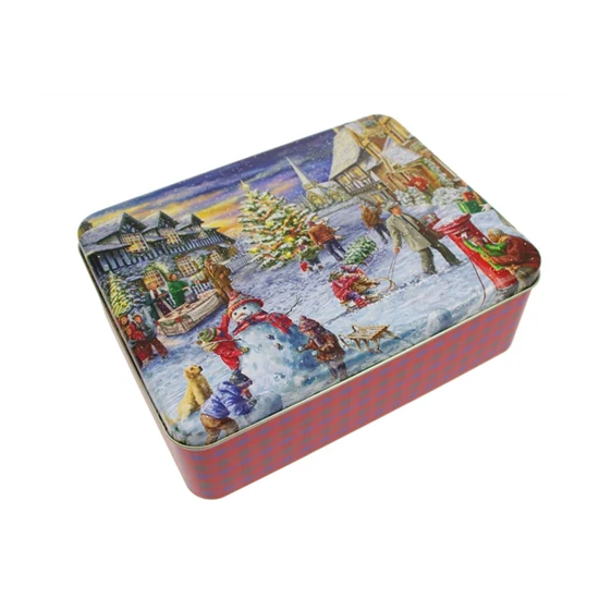 Karácsonyi fémdoboz Weihnachtsmarkt 223x167x70 mm