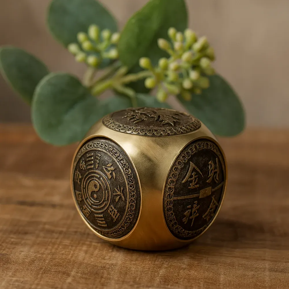 Antik Réz Feng Shui Gazdagság Kocka, Nagy Lekerekített