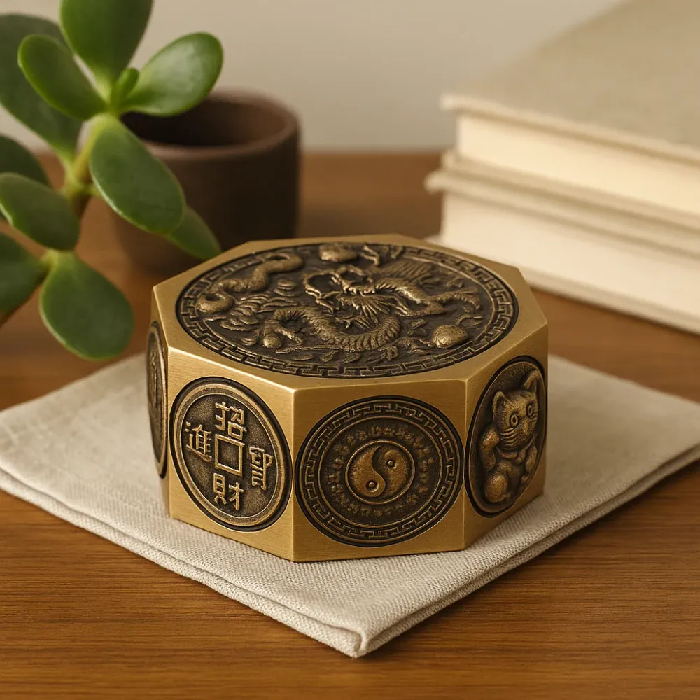 Feng Shui Bagua Sárkány Szerencsés Macska Apróság Doboz