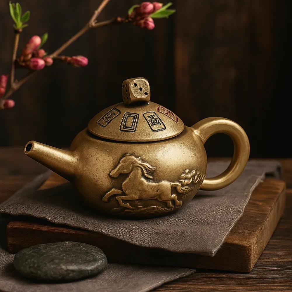 Réz Feng Shui Sárkány Teáskanna Döntéshozó Pörgettyű