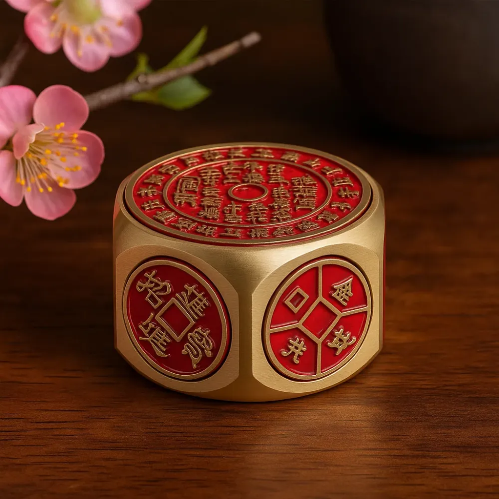 Feng Shui Szerencsés Piros Érme Asztali Pörgettyű