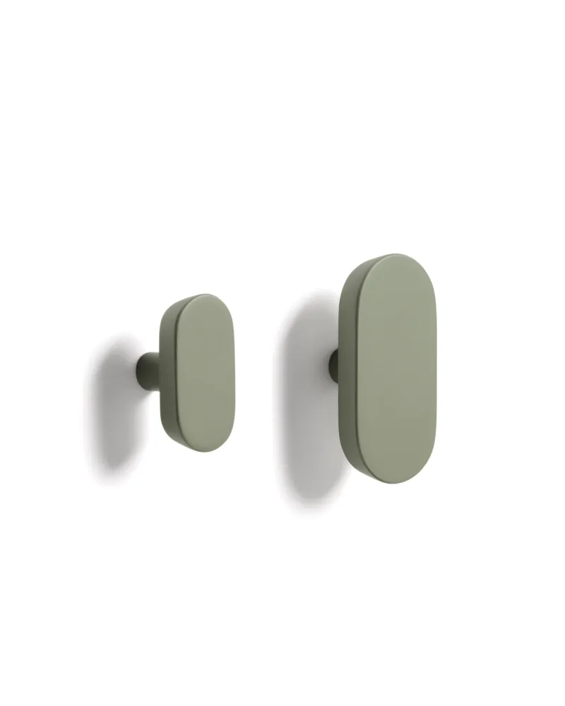 Arely 2 db-os tömör bükkfa fogas készlet zöld lakkozott felülettel 6,5 cm/10 cm