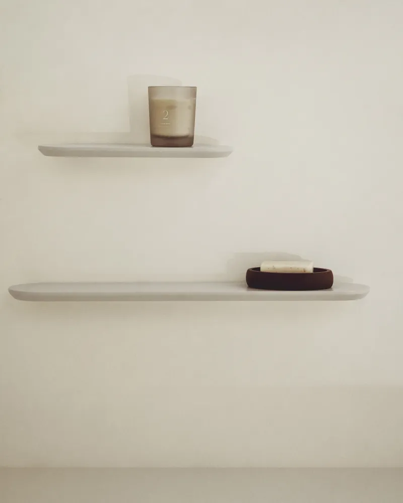 Arely készlet 2 MDF polc bézs lakkozott felülettel 35 cm/55 cm