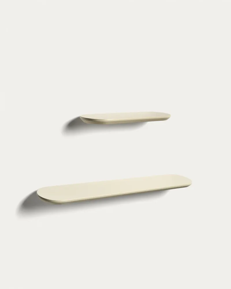Arely készlet 2 MDF polc bézs lakkozott felülettel 35 cm/55 cm