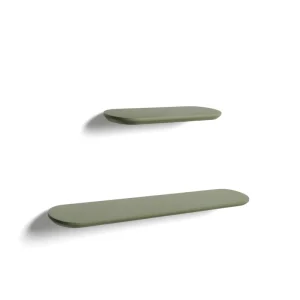 Arely készlet 2 MDF polc zöld lakkozott felülettel 35 cm/55 cm